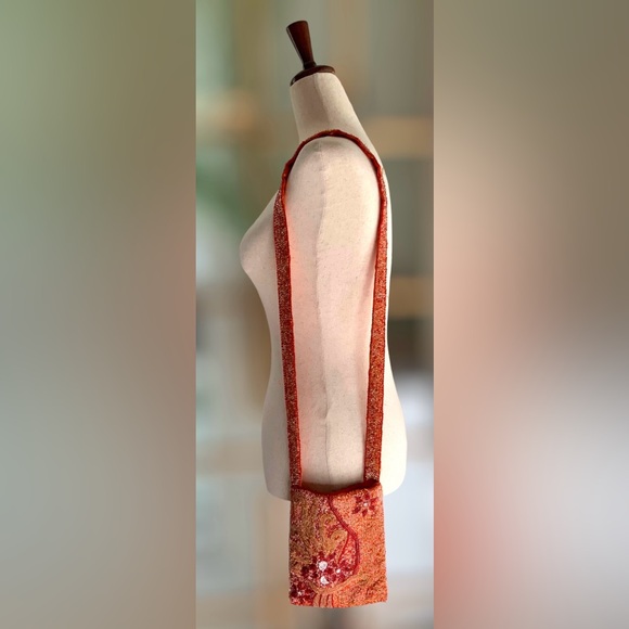 Cache' Multicolored Orange, Red, Gold, & White Beaded Shoulder Bag - Picture 3 of 13
